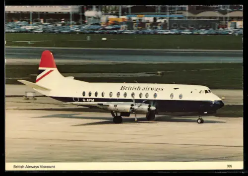 AK Flugzeug Viscount vor dem Start, British Airways