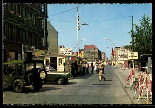 AK Berlin, Checkpoint Charly, Passierstelle Friedrichstrasse an der Sektorengrenze