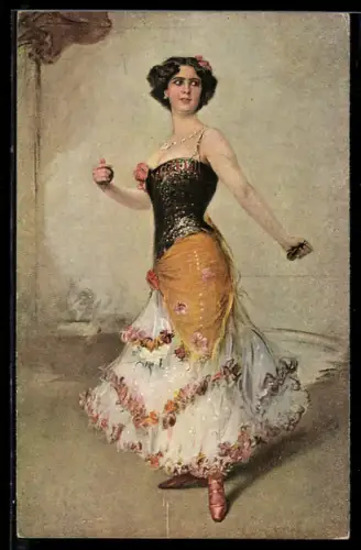 Künstler-AK Hermann Kaulbach: Guerrero, Tänzerin im Kleid