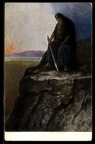 Künstler-AK Wotan - Götterdämmerung, Detail aus dem Gemälde in der Nibelungenhalle zu Königswinter