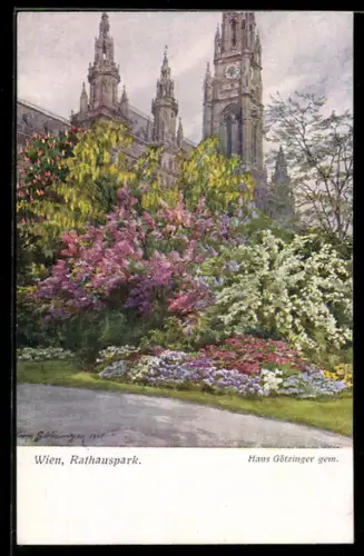 Künstler-AK Hans Götzinger: Wien, Rathauspark