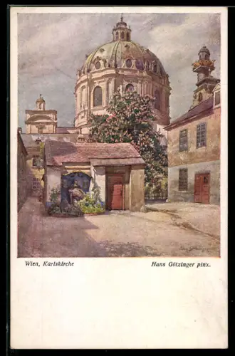 Künstler-AK Wien, Blick zur Karlskirche