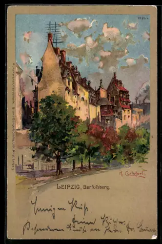 Künstler-AK sign. R. Carlotorti: Leipzig, Barfussberg