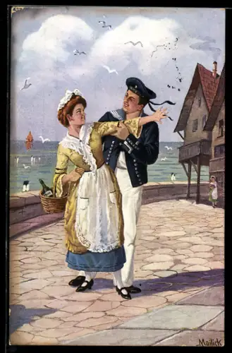 Künstler-AK Alfred Mailick: Matrose tanzt mit einer Frau