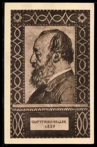 AK Dichter Gottfried Keller, 1889