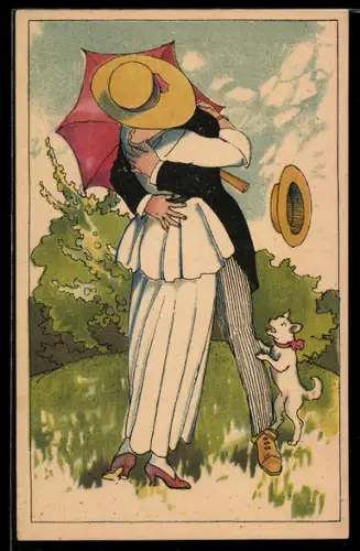 AK Liebespaar küsst sich