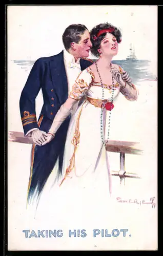 AK Liebespaar auf einem Schiff