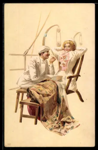 Künstler-AK Richard Hegedüs-Geiger unsign.: Paar an Deck eines Dampfers