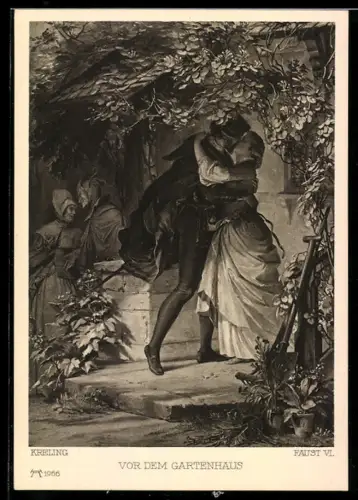 AK Vor dem Gartenhaus, Liebesszene aus Faust