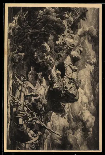 Künstler-AK Leipzig, Museum der bildenen Künste, Abfahrt vom Lande der Cyklopen, Sage