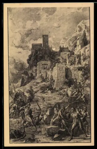 Künstler-AK Leipzig, Museum der bildenen Künste, Kampf mit den Kikonen, Sage