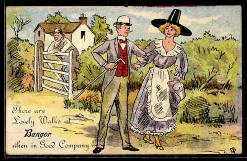 AK Liebespaar bei einem Spaziergang