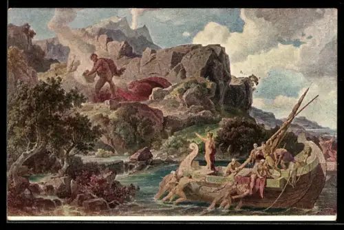 AK Odyssee, Abfahrt vom Lande der Kyklopen, Sage