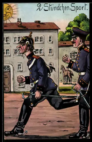 AK Soldat in Uniform beim Sport, Soldatenhumor