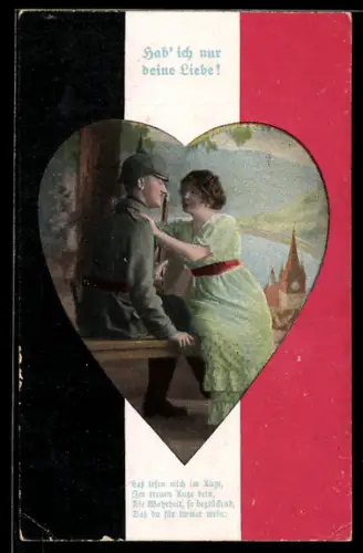 AK Deutscher Soldat auf seiner letzten Verabredung mit seiner Liebsten bevor er in den Krieg zieht