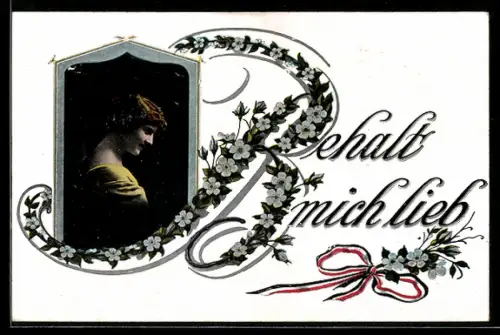 AK Portrait einer hübschen Frau im Profil, die an ihren Liebsten denkt, Soldatenliebe