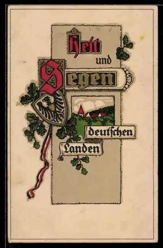 AK Heil und Segen deutschen Landen, Wappen und Eichenlaub