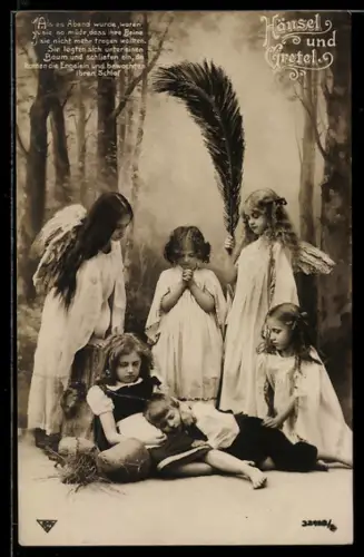 AK Hänsel und Gretel, Mädchenszene mit Engeln
