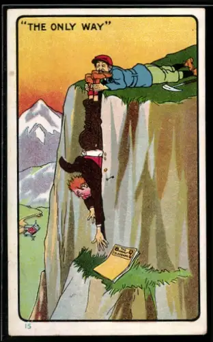 AK Zwei Männer versuchen an eine Zeitung zu kommen, die ihnen heruntergefallen ist