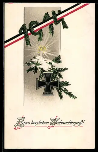 AK Eisernes Kreuz mit Tannengrün, 1914