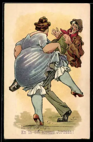 AK Mann erschrickt sich vor einer Frau