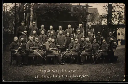 AK Kapelle d. akt. I. R. Nr. 60 mit ihren Instrumenten