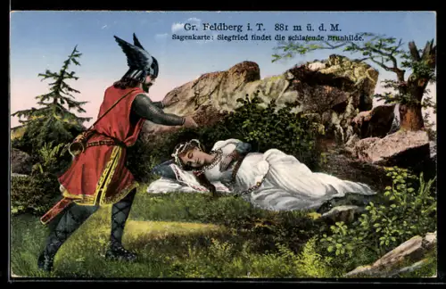 AK Siegfried findet die schlafende Brunhile, Nibelungen