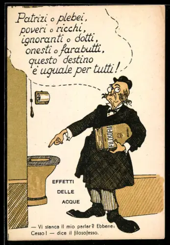 AK Philosoph philosophiert über den Toilettengang vor einem WC