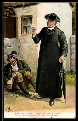 AK How`s this Timothy..., Betrunkener und Priester