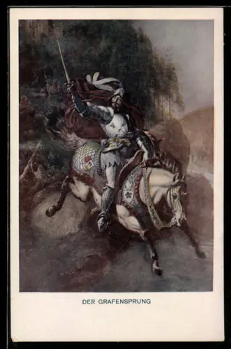 AK Schwarzwaldsagen, Ansicht eines Reiters auf einem Pferd, der Grafensprung