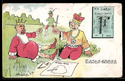 AK Zwei Könige streiten sich auf einer Wiese, Kings-Cross