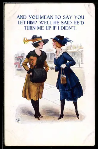 AK Zwei hübsche Frauen unterhalten sich auf der Strasse