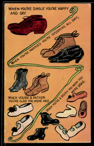 AK Verlauf einer Ehe anhand von Schuhpaaren