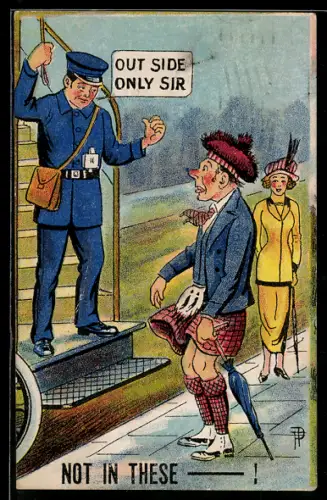 AK Schaffner hält einen Mann im Kilt davon ab, in den Zug zu steigen