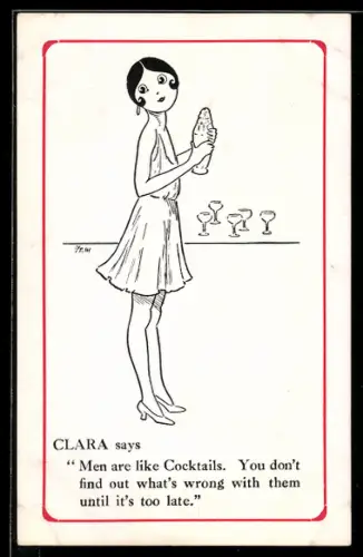 AK Hübsche Frau beim Mixen von Cocktails