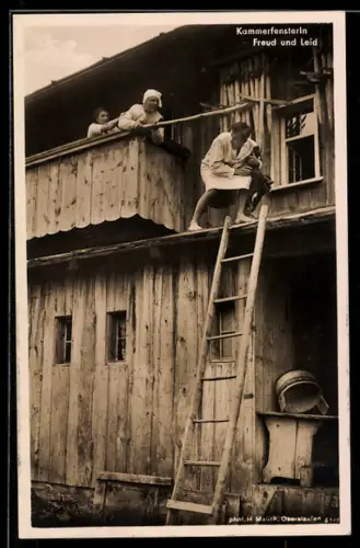 AK Mann beim Kammerfensterln, Freud und Leid, Erotik