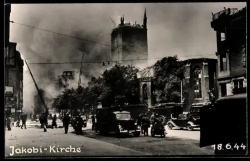 AK Hamburg, durch Bombenangriffe zerstörte Jakobikirche am 18. 6. 44