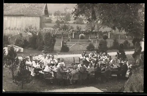 Foto-AK Langenried, Erntefest 1929, Festgesellschaft