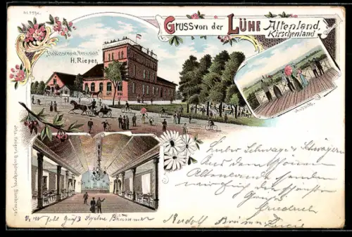 Lithographie Lühe, Restaurant Fernsicht von H. Rieper