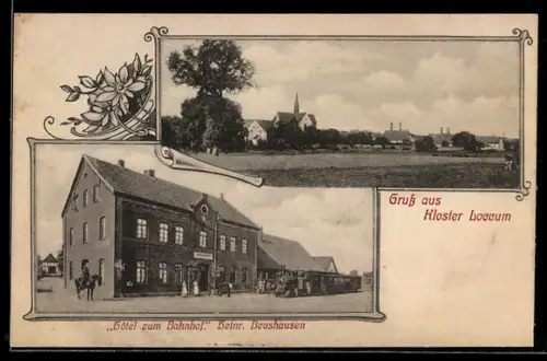 AK Kloster Loccum, Bahnhof, Hotel zum Bahnhof v. Heinr. Beushausen