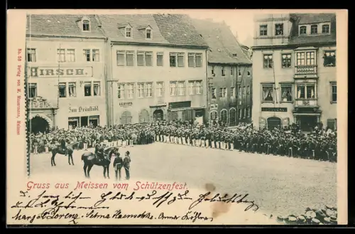 AK Meissen, Schützenfest-Umzug am Marktplatz
