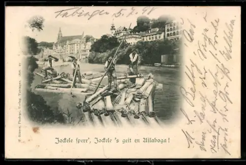 AK Tübingen, Flösser auf dem Neckar