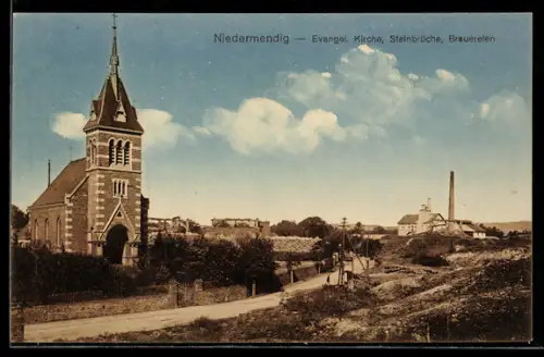 AK Niedermendig, Evangelische Kirche mit Brauereien & Steinbrüchen
