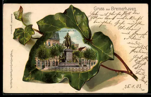 Passepartout-Lithographie Bremerhaven, Denkmal Bürgermeister Smidt