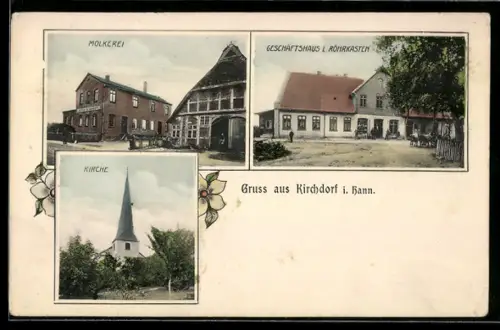 AK Kirchdorf, Geschäftshaus L. Röhrkasten, Molkerei