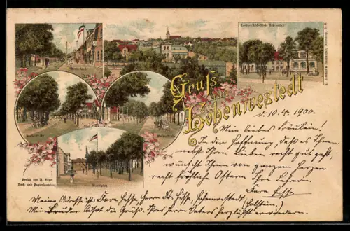 Lithographie Hohenwestedt, Landwirtschaftliche Lehranstalt, Hinterstrasse, Vorderstrasse