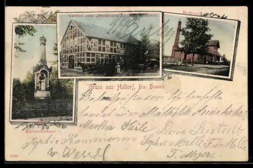 AK Holtorf, Gasthof zum Deutschen Kaiser, Bes. H. Bahrs, Molkerei, Kaiserdenkmal