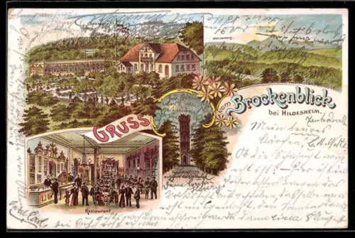 Lithographie Hildesheim, Restaurant Brockenblick, Totalansicht