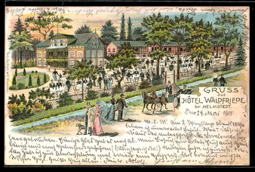 Lithographie Helmstedt, Hotel Waldfriede