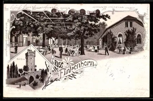 Lithographie Hameln, Forsthaus Finkenborn, Klüt-Turm